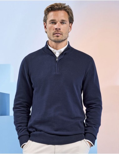 ASQ-AQ048-Mens Cotton Blend 1/4 Zip Sweater